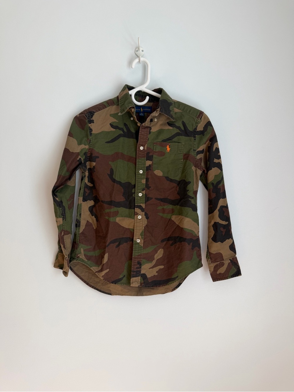 Polo Ralph Lauren Classic Fit Camouflage Oxford Long-Sleeve Kids Medium  10-12
